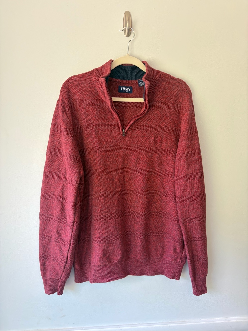Chaps Men's Red Zip-Neck Pullover Sweater